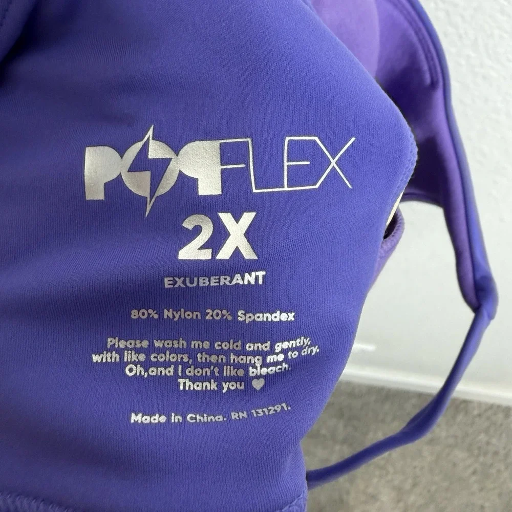 POPFLEX NWT Ambition Bra Women's Size 2X Blue Iris Sports Active Athletic